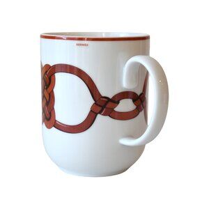 Hermes Tressages Equestres Mug N1 Orange White Red